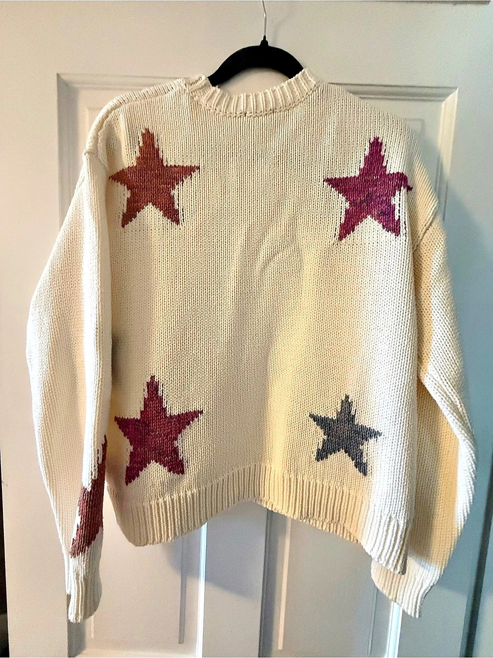 Rails Star Sweater Cream with Blue, Pink, orange stars Size Medium
